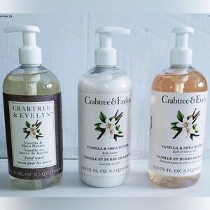 Crabtree & Evelyn’s Vanilla & Shea Butter Hand Wash Body Lotion & Bath Gel Set